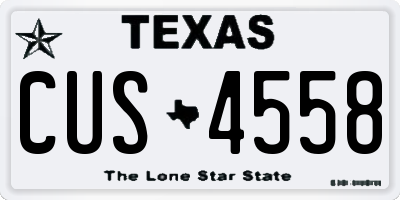 TX license plate CUS4558
