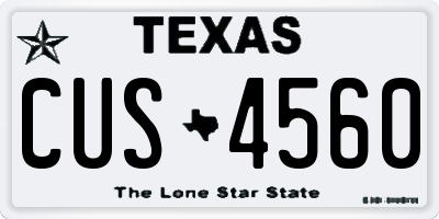 TX license plate CUS4560