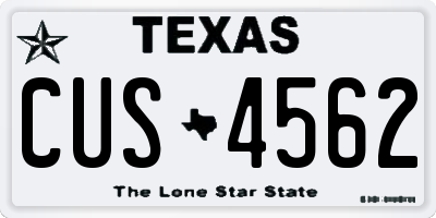 TX license plate CUS4562