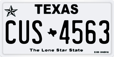TX license plate CUS4563