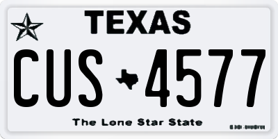 TX license plate CUS4577