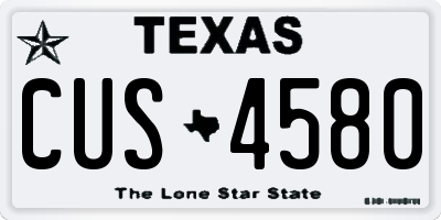 TX license plate CUS4580