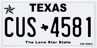 TX license plate CUS4581