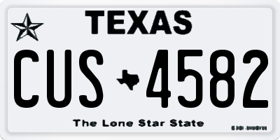 TX license plate CUS4582