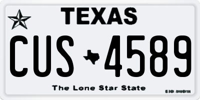 TX license plate CUS4589