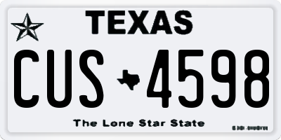 TX license plate CUS4598