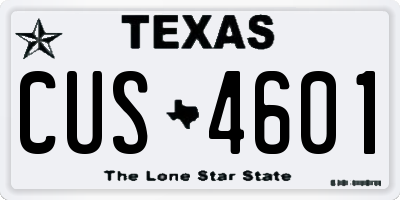 TX license plate CUS4601
