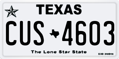 TX license plate CUS4603