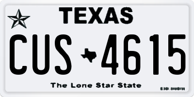 TX license plate CUS4615