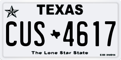 TX license plate CUS4617