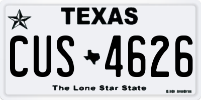 TX license plate CUS4626