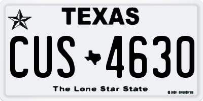 TX license plate CUS4630