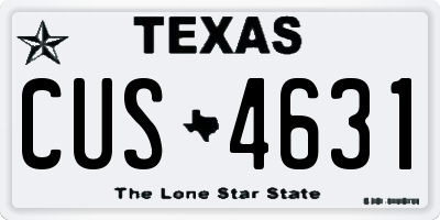 TX license plate CUS4631