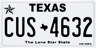 TX license plate CUS4632