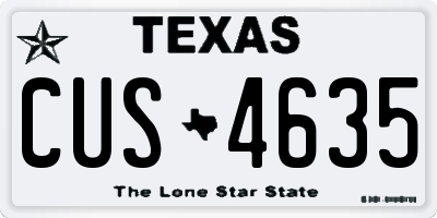 TX license plate CUS4635