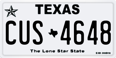 TX license plate CUS4648
