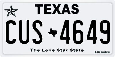 TX license plate CUS4649