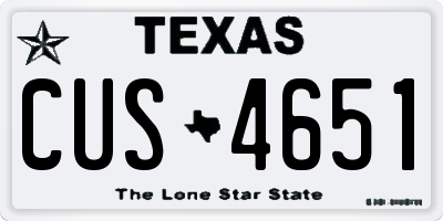 TX license plate CUS4651