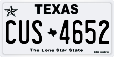 TX license plate CUS4652