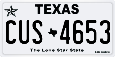 TX license plate CUS4653