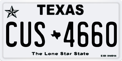 TX license plate CUS4660