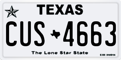 TX license plate CUS4663
