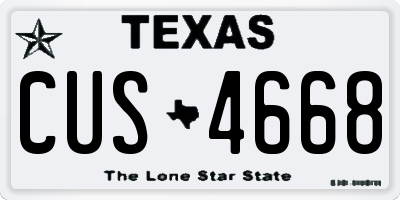 TX license plate CUS4668