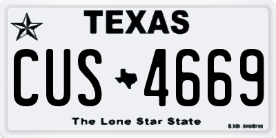 TX license plate CUS4669