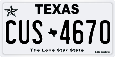 TX license plate CUS4670