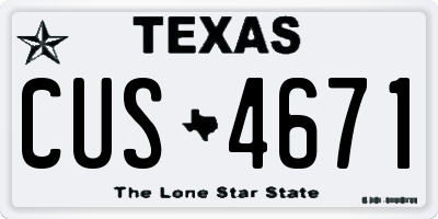 TX license plate CUS4671
