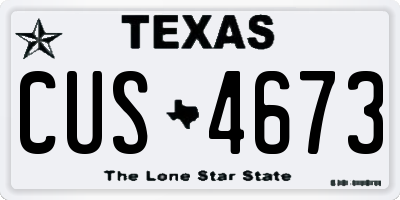 TX license plate CUS4673