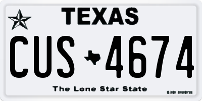TX license plate CUS4674