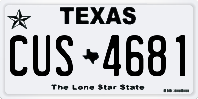 TX license plate CUS4681
