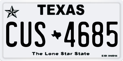 TX license plate CUS4685