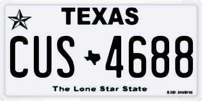 TX license plate CUS4688