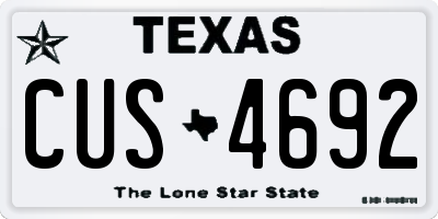 TX license plate CUS4692