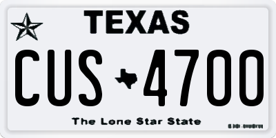 TX license plate CUS4700
