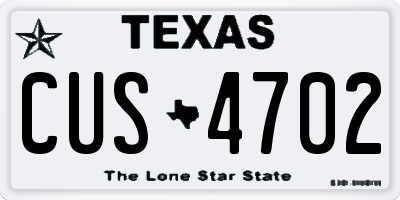 TX license plate CUS4702