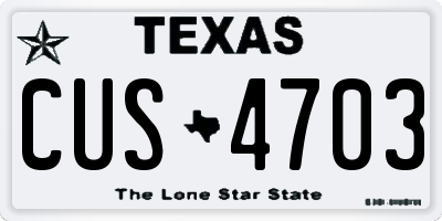 TX license plate CUS4703