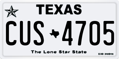 TX license plate CUS4705