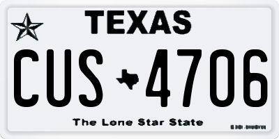 TX license plate CUS4706
