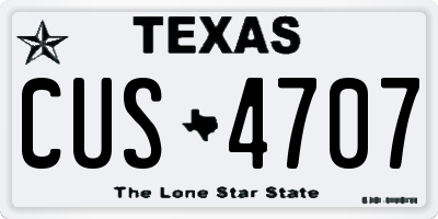 TX license plate CUS4707