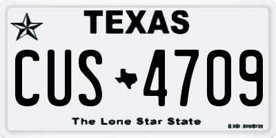 TX license plate CUS4709