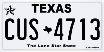 TX license plate CUS4713