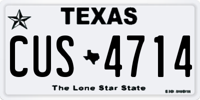 TX license plate CUS4714