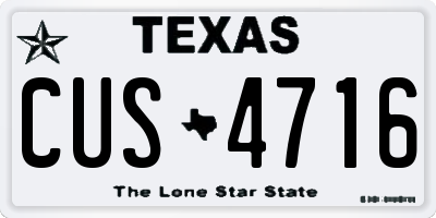 TX license plate CUS4716