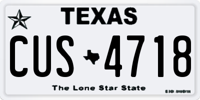 TX license plate CUS4718