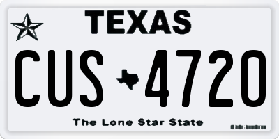 TX license plate CUS4720