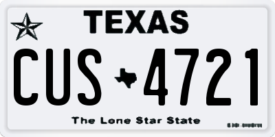 TX license plate CUS4721