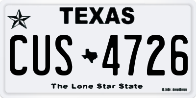 TX license plate CUS4726